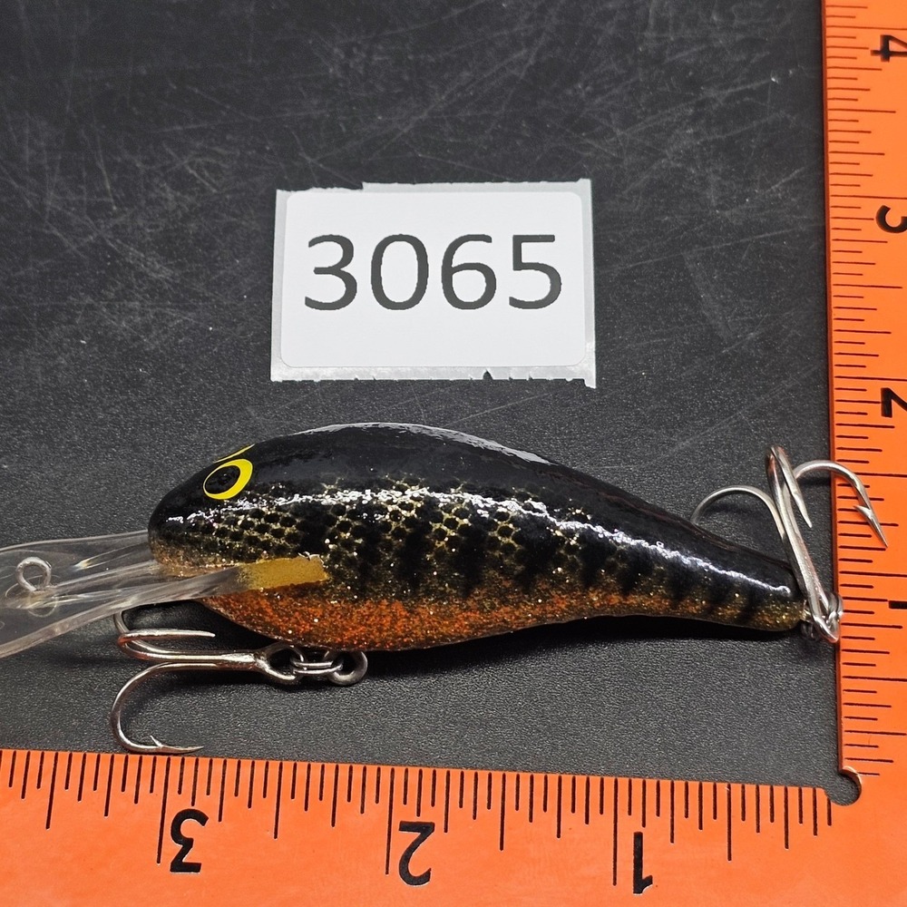 Vintage Strike King Deep Diving Crankbait Black Gold Glitter Fishing Lure Rapala